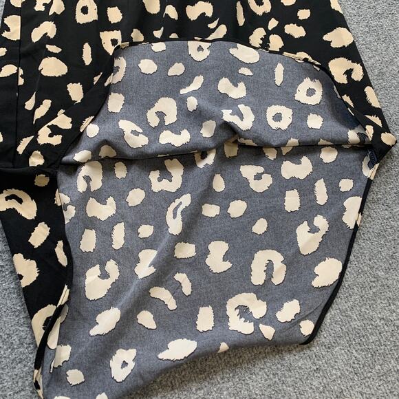 SheIn Skirt Womens 6 Black Sand Cheetah Pull On Elastic Waist High Low Hem Midi - Picture 11 of 13